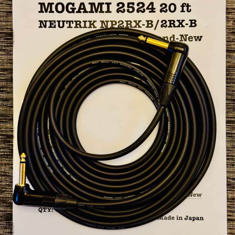 MOGAMI 2524 Guitar Cable 20ft（6m）NEUTRIK NP2RX/NP2RX Gold Plug