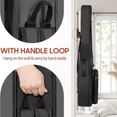 41 In Acoustic Guitar Bag 0.35 In Thick Padding Water Resistent Dual Adjustable Shoulder Strap Guitar Case Gig Bag with Back Hanger Loop, Black image 2