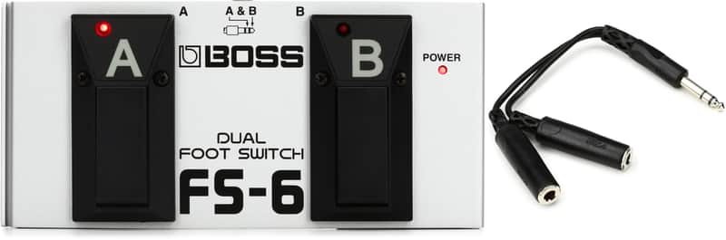 Boss FS-6 Dual Foot Switch  Bundle with Hosa YPP-118 Y Cable - 1/4 inch TRS Male to Dual 1/4 inch TRS Female image 1
