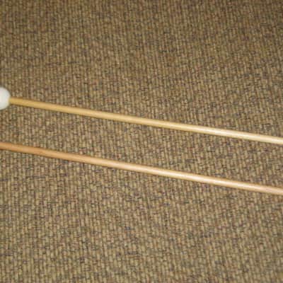 one pair new old stock near A+ Mike Balter MB93B (93B) Extra Hard Keyboard Mallets, 1 plastic (phenolic) round white HEADS and natural birch HANDLES - mid to late 1990s (+ packaging) Unwound Series image 10