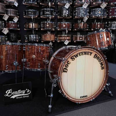 ~WOW!~ Doc Sweeney Drums 'Havana Nights' Caribbean Rosewood 13/14/16/24 Drum Kit Set in Hi-Gloss Poly Lacquer with Chrome Hardware image 2