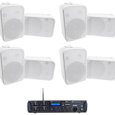 Rockville Rock Zone 8 Ch. Multi Room Home Receiver+(16) White 6.5" Wall Speakers image 1