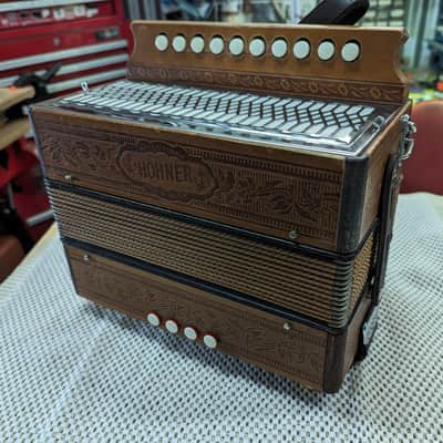 Hohner Pokerwork (Refurbished) Melodeon, 1-row/4-bass, Key of C, Fully Restored + tuned, Made in Germany. image 2