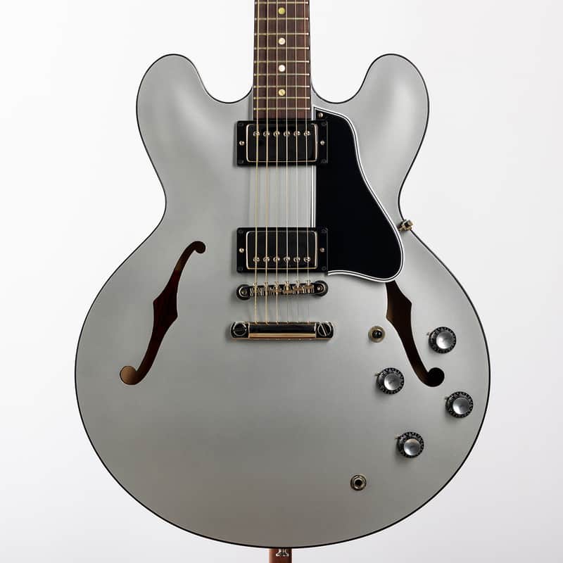 Gibson Custom 61 ES 335 Silver w/Ebony Stinger Gloss NH, Silver  | Demo image 1