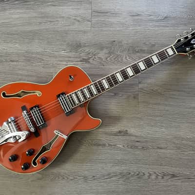 Ibanez AGR63 Hollow Body Electric guitar w/ Bigsby, Vibramate & Gigbag - Gretsch Orange - Gibson wiring harness UPGRADE image 3