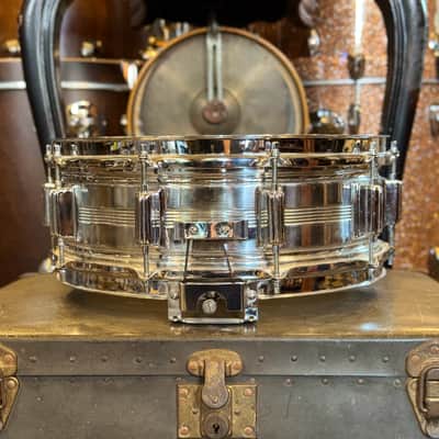 VINTAGE 1960's Rogers 5x14 Chrome over Brass Dynasonic image 5