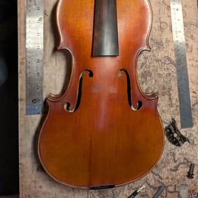 Revived Antique Unlabeled French Strad Copy 4/4 Violin Vintage 1920's Fiddle w/ New Brazilwood Bow and Composite Case image 9