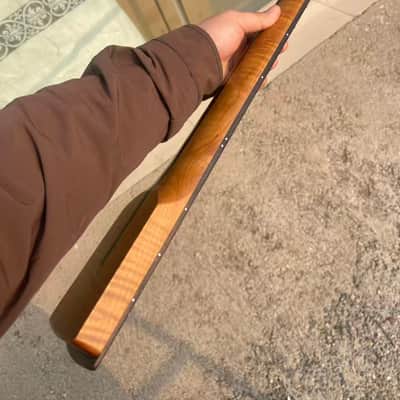 5-string electric bass neck jazz bass stainless steel 21frets Roasted flame Maple guitar neck 34inch hole 18mm image 4