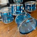 Ludwig Vistalite Big Beat 5pc Kit 12/13/16/22" with Matching 5x14" Snare Drum 1970s - Blue