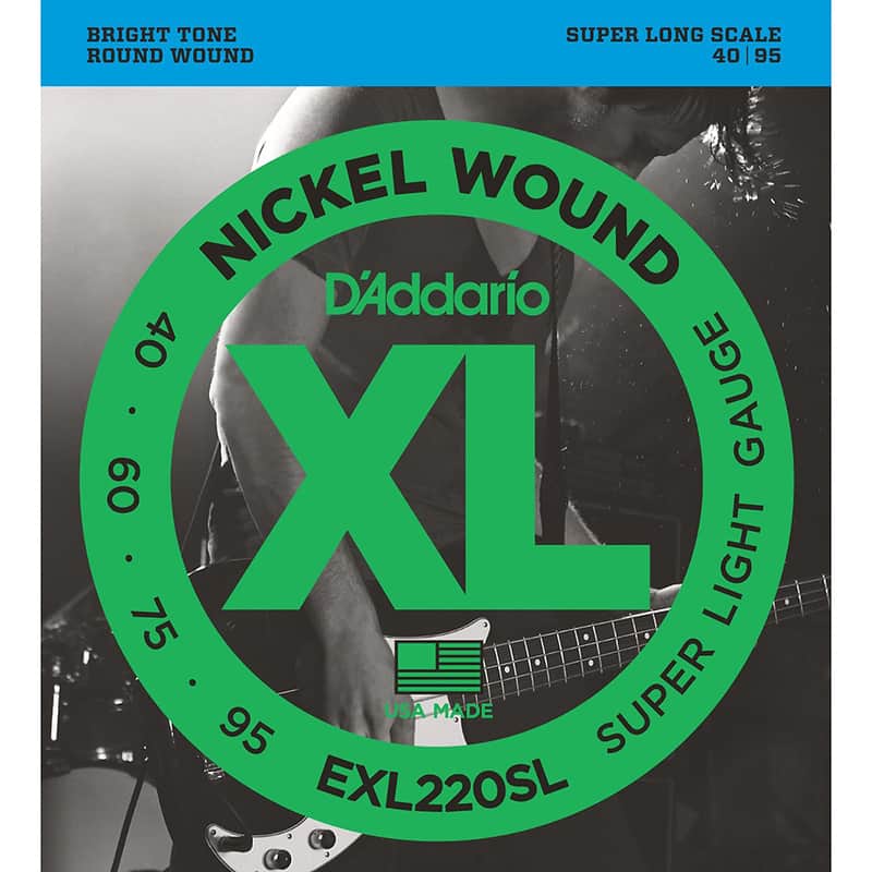 D'Addario EXL220SL Nickel Wound Bass Guitar Strings Super Light 40-95 Super Long Scale image 1