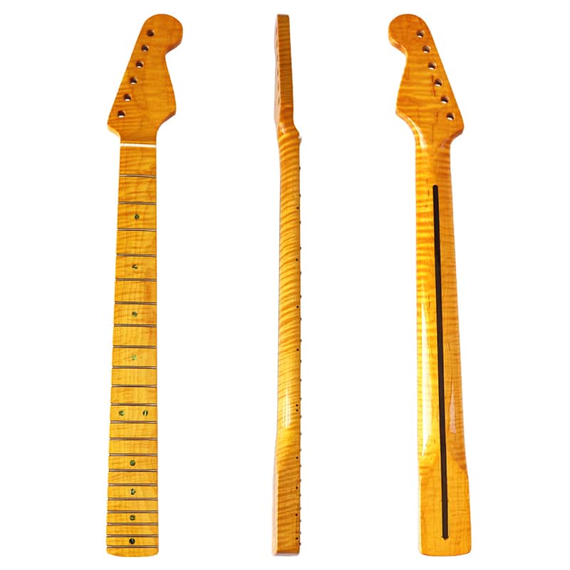 21-Frets Flame Maple Guitar Neck For ST image 1