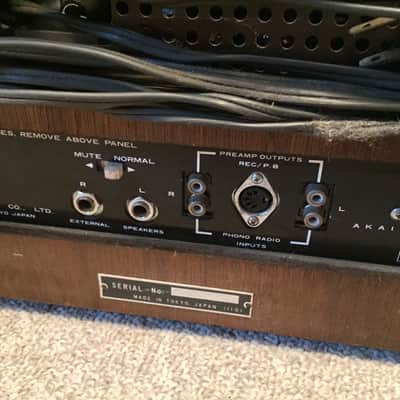 AKAI 1710W Reel-to-Reel Player 1/4" Open Reel Tube Amp Tape Recorder 4-Track Stereo 1960s Wood image 12