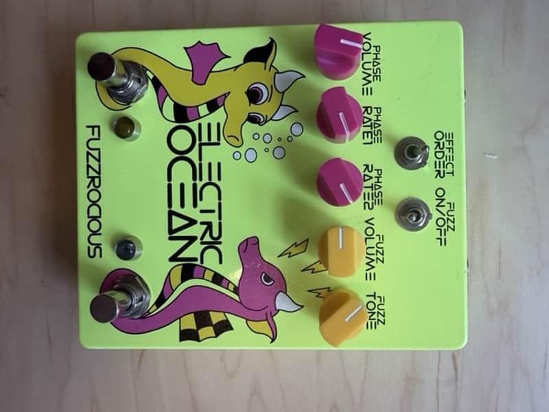 Fuzzrocious Pedals Electric Ocean Fuzz Phaser, Neon Yellow image 1