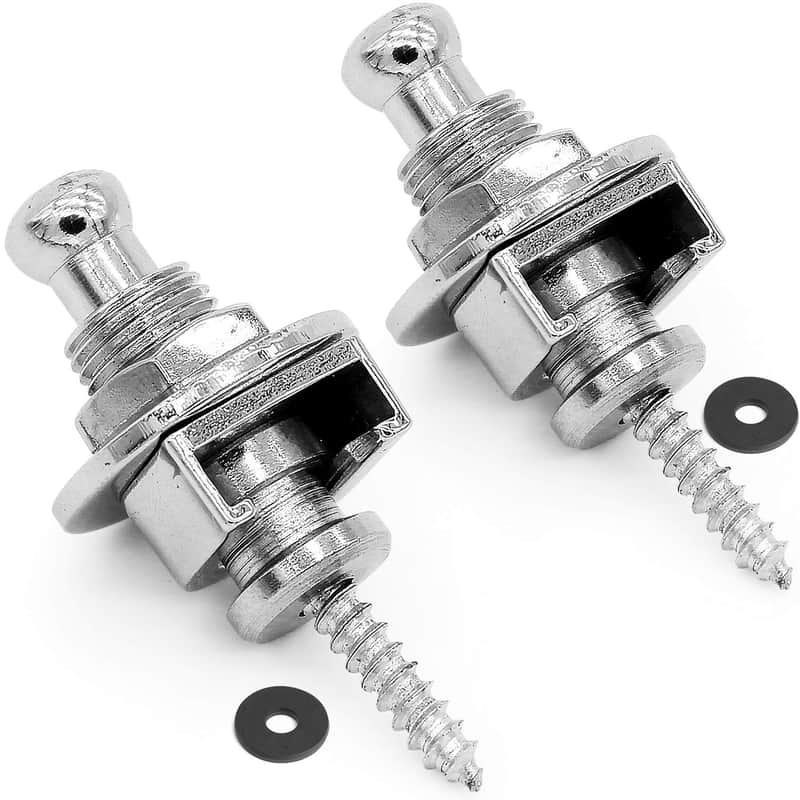 Guitar Strap Locks, Premium Guitar Straplocks Quick Release Security Strap Locks Strap Retainer System,Silver (Pack Of 2/ 1Pair) image 1