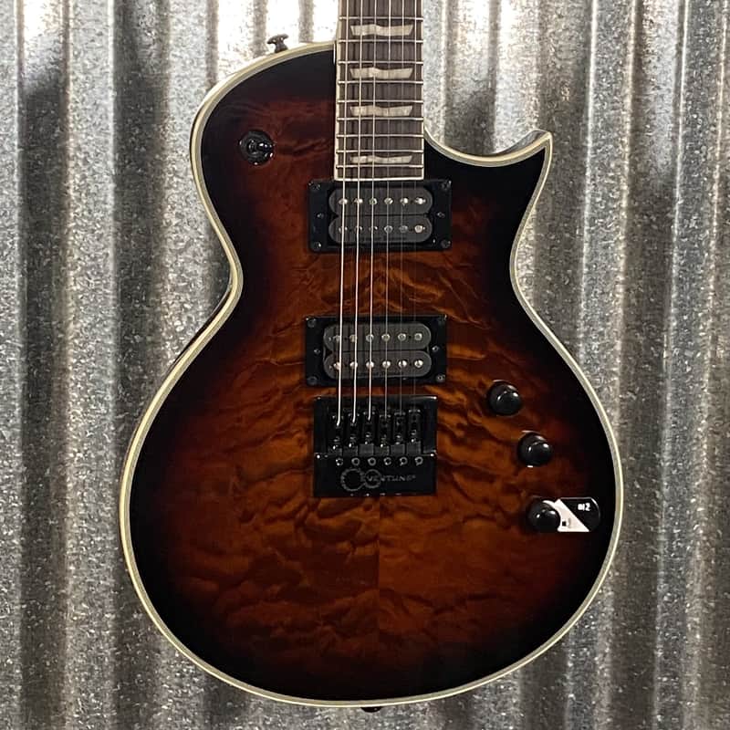 ESP LTD EC-1000 ET Evertune Quilt Top Dark Brown Sunburst Guitar & Case #1459 Used image 1