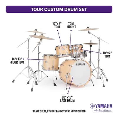 Yamaha Tour Custom Maple 4pc Drum Set 20/10/12/14 Butterscotch Satin image 2