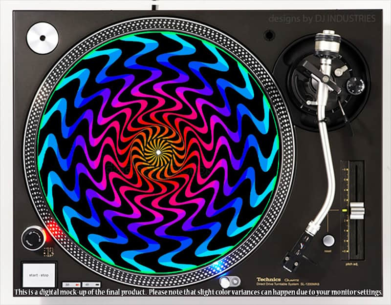 DJ Industries - Squiggly Spectrum - DJ slipmat for vinyl LP record player turntable image 1