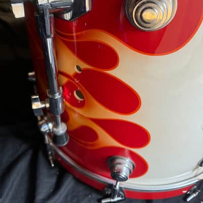 Rikki Rockett's Poison, 1990-1992 Flesh and Blood Tour DW 7-Piece Drum Set Early 1990s - Custom Red Flame Graphic by Cycle Fab image 25