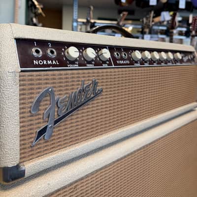 Fender Bandmaster 1963 - White Tolex Oxblood Panel Piggyback image 4
