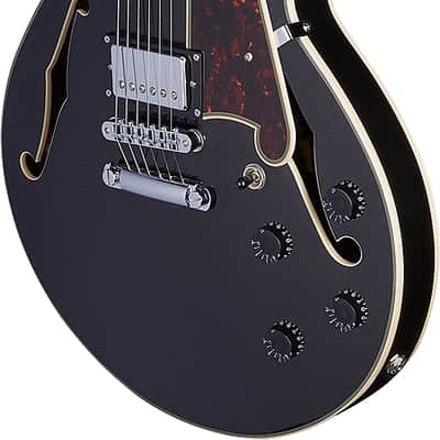 D'Angelico Premier SS Semi-Hollow Body Electric Guitar, Black Flake w/Gig Bag image 13