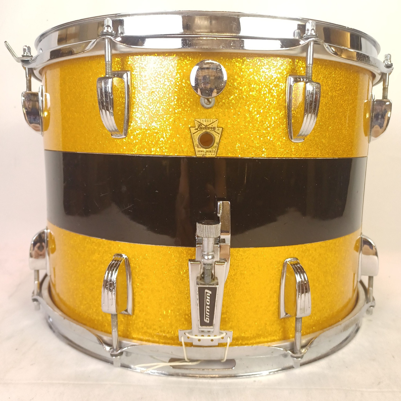 Ludwig 10x14"69 Gold Sparkle/Black Cortex Snare Drum Vintage Keystone 3Ply Maple — main photograph