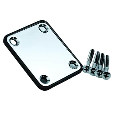 Guyker Guitar Neck Plate, 4-Bolt Iron Electric Guitar Bass Neck Joint Plate with Plastic Back Plate & Mounting Screws, NeckPlate Replacement Part image 2