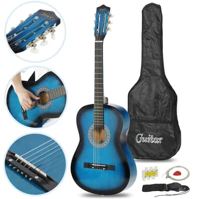Electric Acoustic Guitar with Bag, Strap, pitch pipe, Blue image 2