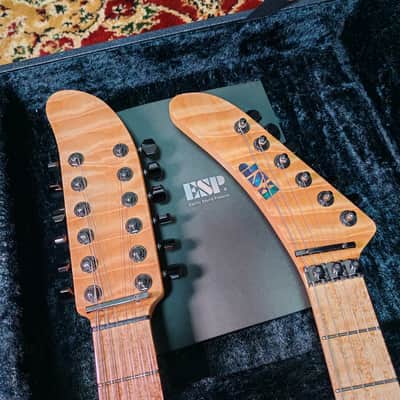 [SUMMER SALE] ESP Custom Order George Lynch Double Neck, Birdseye Maple, Natural Quilted Maple, Lawsuit Banana Headstock, MIJ Japan image 3