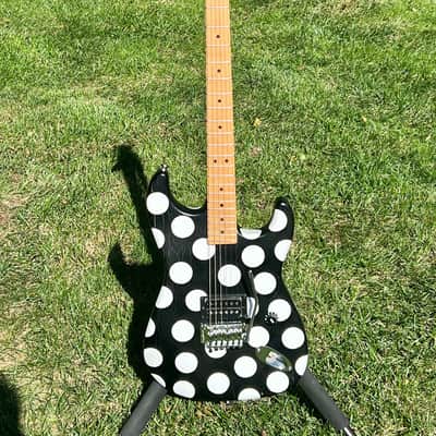 MusiKraft Super Strat - Black w/white polka dots- EVH image 3