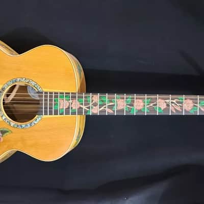 Blueberry Handmade Grand Concert Acoustic Guitar Floral Motif image 6
