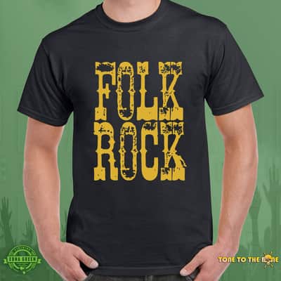 Folk Rock Custom Printed T-Shirt Black - Small image 3