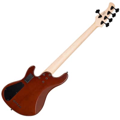 Cort GB-Fusion 5 Antique Brown Burst 5 String Jazz Bass 34" Spalted Maple Luminous Side Dots image 2