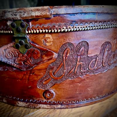 1950’s Western Motif Hand Tooled Custom Leather Dreadnaught Guitar Case image 7