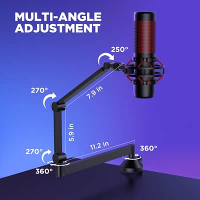 Low Profile Mic Arm, 360Â° Rotatable Microphone Arm Stand Foldable Desk Mic Boom Arm With 3/8" To 5/8" Adapter For Fifine Am8 K669B Quadcast Solocast At2020 And Other Mics image 5