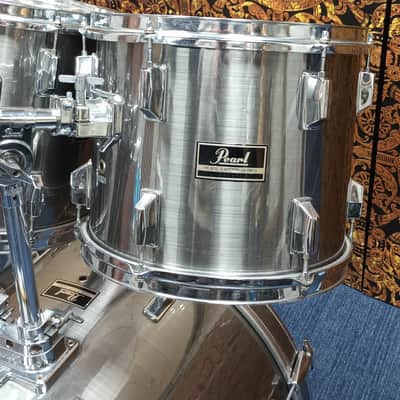 1990s Pearl Export Shell Pack in Brushed Steel – 22″,12″,13″ & 16″ image 6
