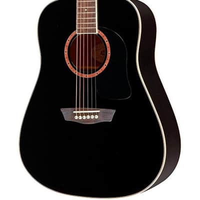 Washburn Dreadnought Mahogany Acoustic Guitar with Gigbag (WD100DLBK-U) image 2