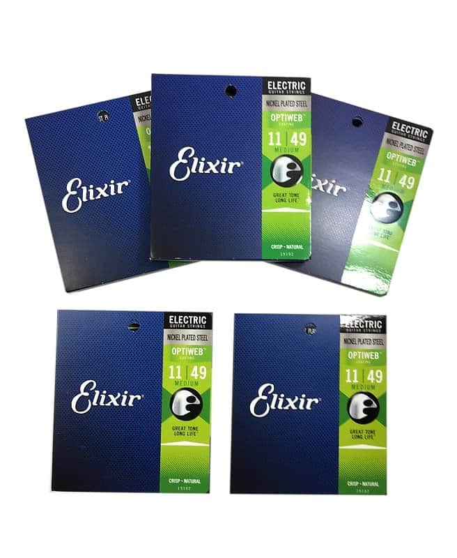 Elixir Guitar Strings 5 Sets Optiweb Electric Medium 11-49 Great Tone Long LIfe image 1