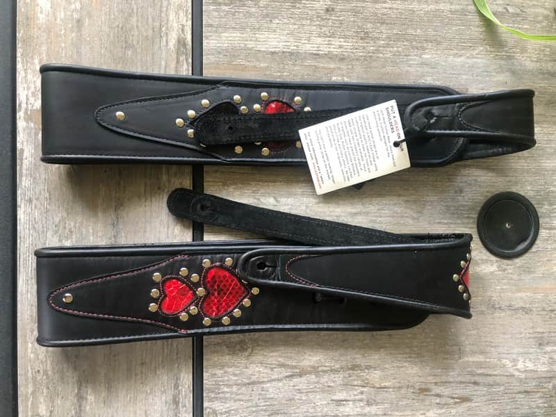 Pair Jodi Head NYC Crazy Hearts & Full Monty 55" Glove Leather Guitar Straps image 1