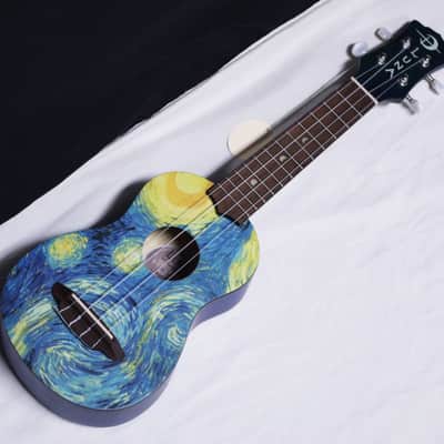 LUNA Starry Night Soprano UKULELE w/ Gig Bag new Uke - Mahogany - Blue image 2