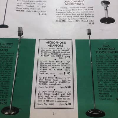 Vintage 1940's RCA MI-12017 dynamic microphone High Z w cable & Snyder DM-1 stand prop display image 2