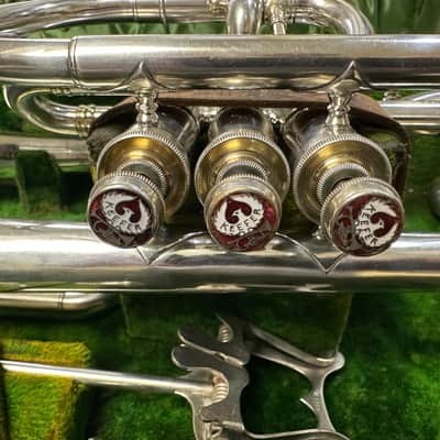 Circa 1920 Brua C. Keefer Silver-Plated Bb/A Rotary-Change Cornet with Case & Slides image 8