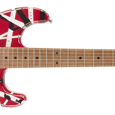 EVH Striped Series Frankie Electric Guitar Red/White/Black Relic image 2