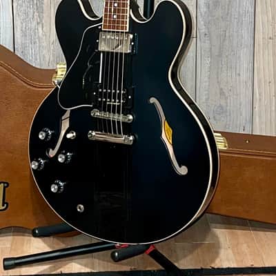Sweet Lefty! 2021 Gibson ES-335 Dot Semi-Hollow Electric Guitar Custom Black Ebony w/ Racing Stripes + OHSC image 20