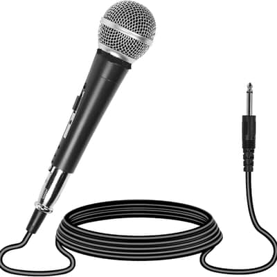 Wired Dynamic Cardioid Microphone for Singing, Karaoke & Vocals Sound, 16ft XLR to 1/4" Cable, Steel Mesh Grille, Pop Filter, and Carrying Bag Visit the Store 4.4 4.4 out of 5 stars    66 ratings | Search this page 100+ bought in past month image 1