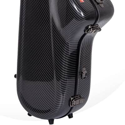 Crossrock Tenor Saxophone Case, Compact Design with Lightweight Composite Carbon Fiber, Black image 1