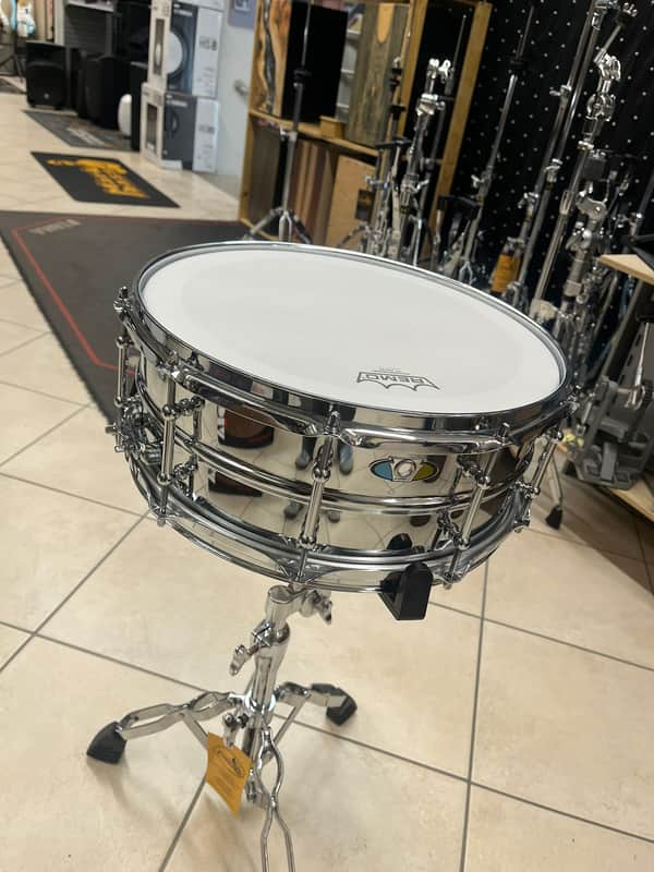 Ludwig LU5514SL Supralite 5.5x14" 10-Lug Steel Snare Drum with P88I Strainer 2021 - Present - Polished Steel image 1