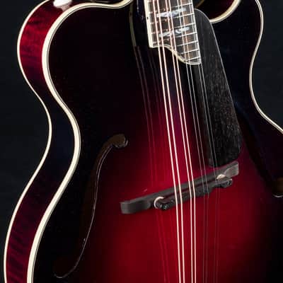 Hinde Jazz Model Adirondack Spruce and Flamed Maple Merlot Burst Mandolin with Pickup image 7