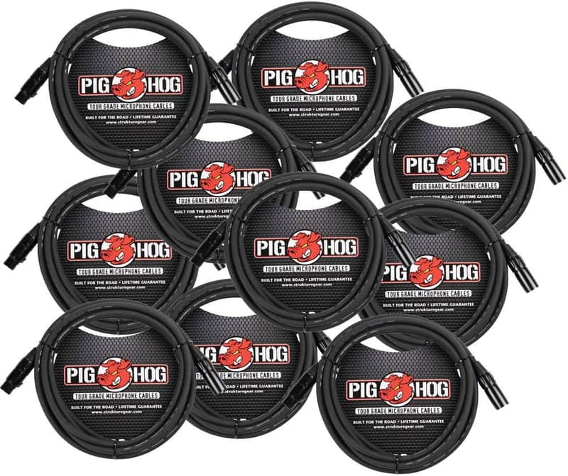 Pig Hog Strukture  8mm Mic Cable 10', Straight Audio, XLR 3-Pin - 10 Pack image 1
