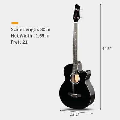 4 String Electric Acoustic Bass Guitar With Accessories Black image 2