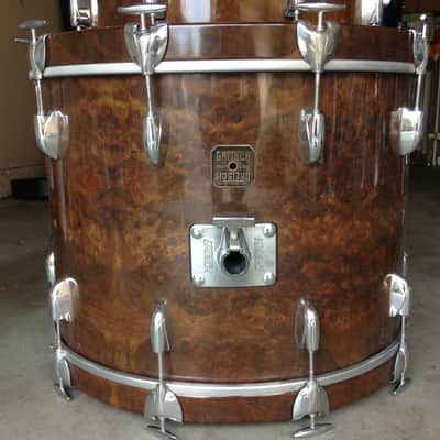 Last Price Drop 1980s Gretsch Square Badge Drum Set: 5-Ply Jasper Centennial Shells Walnut Burl image 2